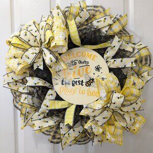 Front Door Decor, Bee Wreath, Summer Wreath, Home Decor, Gift, Bumble Bee Wreath